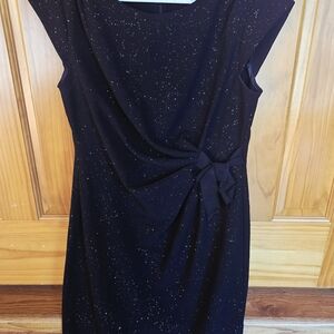 The Limited Black Sparkle Midi Dress with Side Bow Accent